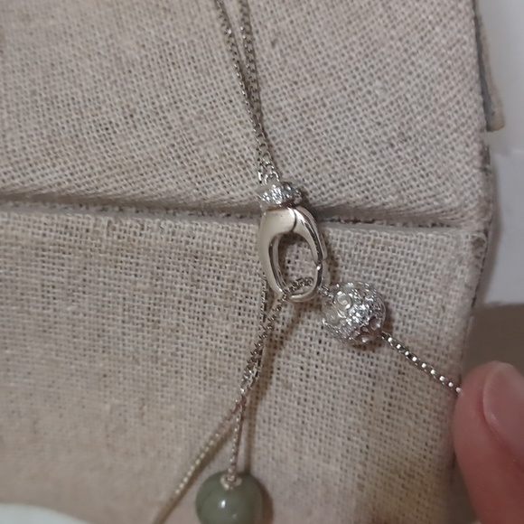 Jade of Yesteryear Jade and Silver Necklace NEW - Picture 6 of 11